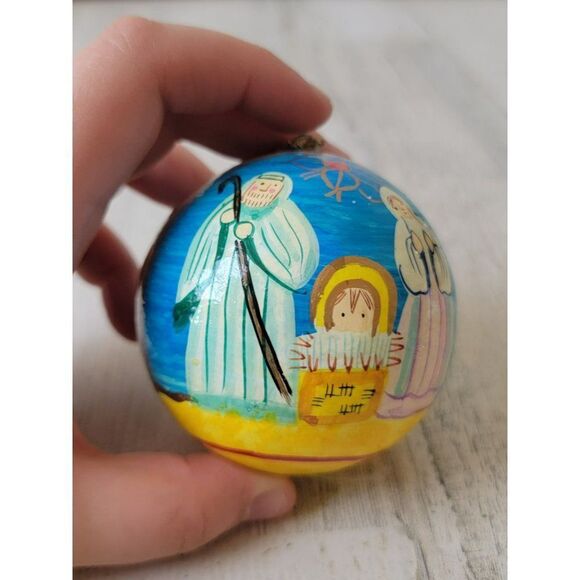 Jesus nativity scene ball ornaments palm tree Xmas decor - Picture 2 of 9